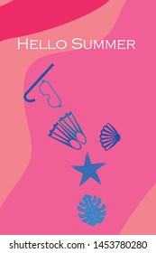 Vector set of underwater sea design elements. Diving. Top view.