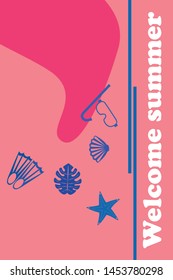 Vector set of underwater sea design elements. Diving. Top view.