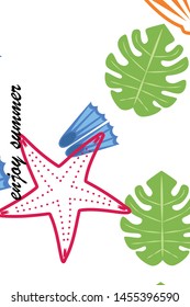 Vector set of underwater sea design elements. Diving. Top view.