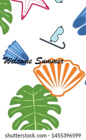 Vector set of underwater sea design elements. Diving. Top view.