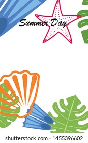 Vector set of underwater sea design elements. Diving. Top view.