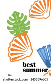 Vector set of underwater sea design elements. Diving. Top view.