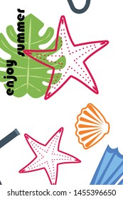 Vector set of underwater sea design elements. Diving. Top view.