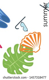 Vector set of underwater sea design elements. Diving. Top view.