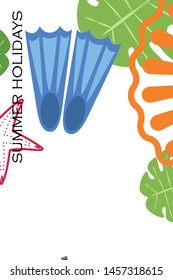 Vector set of underwater sea design elements. Diving. Top view.