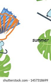 Vector set of underwater sea design elements. Diving. Top view.