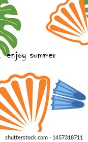 Vector set of underwater sea design elements. Diving. Top view.