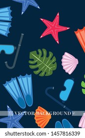 Vector set of underwater sea design elements. Diving. Top view.
