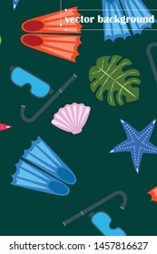 Vector set of underwater sea design elements. Diving. Top view.
