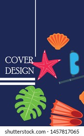 Vector set of underwater sea design elements. Diving. Top view.