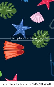 Vector set of underwater sea design elements. Diving. Top view.