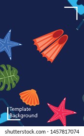 Vector set of underwater sea design elements. Diving. Top view.