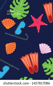 Vector set of underwater sea design elements. Diving. Top view.
