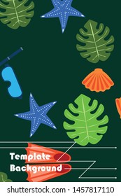 Vector set of underwater sea design elements. Diving. Top view.