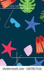 Vector set of underwater sea design elements. Diving. Top view.