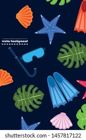Vector set of underwater sea design elements. Diving. Top view.