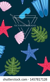 Vector set of underwater sea design elements. Diving. Top view.