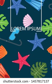 Vector set of underwater sea design elements. Diving. Top view.