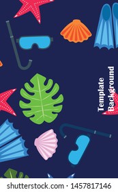 Vector set of underwater sea design elements. Diving. Top view.