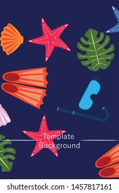 Vector set of underwater sea design elements. Diving. Top view.