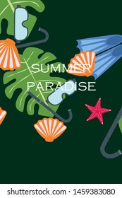 Vector set of underwater sea design elements. Diving. Top view.