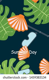 Vector set of underwater sea design elements. Diving. Top view.