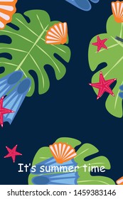 Vector set of underwater sea design elements. Diving. Top view.