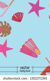 Vector set of underwater sea design elements. Diving. Top view.