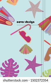 Vector set of underwater sea design elements. Diving. Top view.