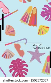 Vector set of underwater sea design elements. Diving. Top view.