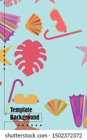 Vector set of underwater sea design elements. Diving. Top view.