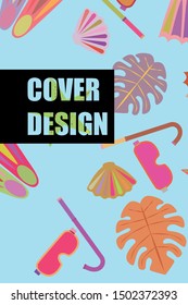 Vector set of underwater sea design elements. Diving. Top view.