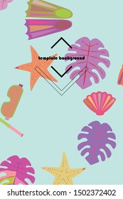 Vector set of underwater sea design elements. Diving. Top view.