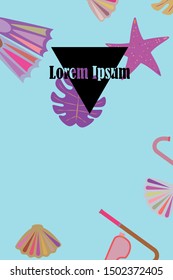Vector set of underwater sea design elements. Diving. Top view.