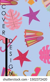 Vector set of underwater sea design elements. Diving. Top view.