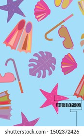 Vector set of underwater sea design elements. Diving. Top view.