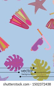 Vector set of underwater sea design elements. Diving. Top view.