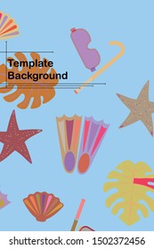 Vector set of underwater sea design elements. Diving. Top view.