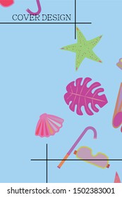 Vector set of underwater sea design elements. Diving. Top view.