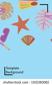 Vector set of underwater sea design elements. Diving. Top view.