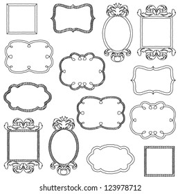 Vector Set Unfilled Doodle Frames Borders Stock Vector (Royalty Free ...