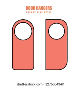 Vector Set of unique door hangers with trendy line style isolated on white background. Door hanger mockup.
