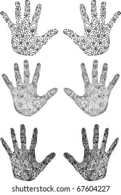 vector set of unique hand-drawn hands eps8