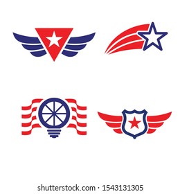 Vector Set of United States Flag logo design element lines