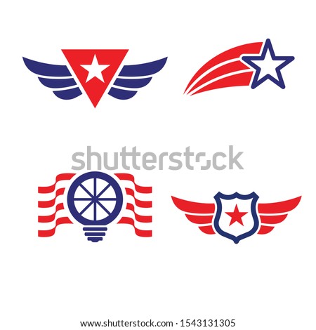 Vector Set of United States Flag logo design element lines