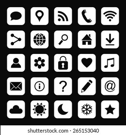 Vector set of universal web icons for media, communication, business, mobile and  meteorology.