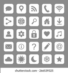 Vector set of universal web icons for media, communication, business, mobile and  meteorology.