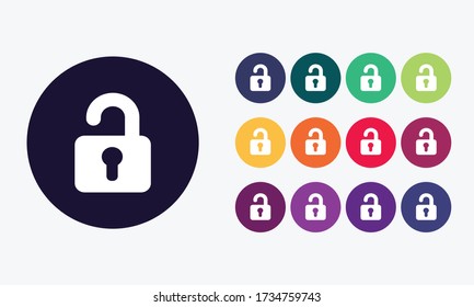 Vector set unlock icon. Security symbol.