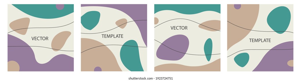 Vector set of unusual abstract backgrounds in minimalistic trendy style