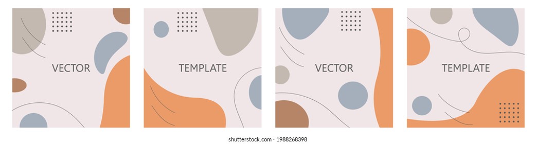 Vector set of unusual abstract backgrounds in minimalistic trendy style